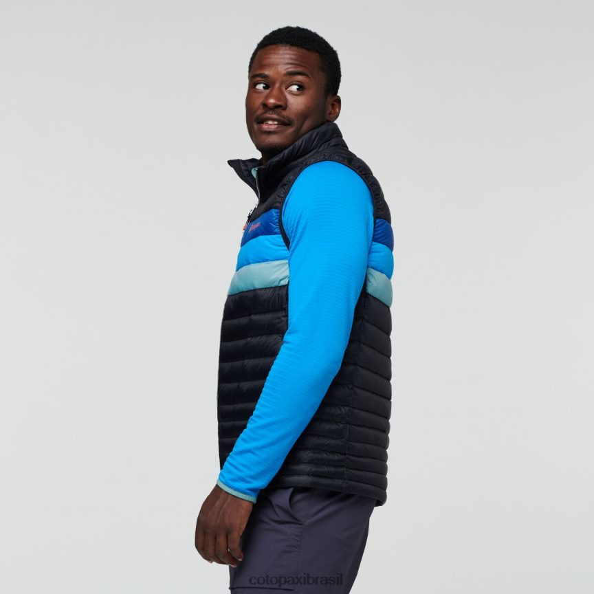 Cotopaxi homens colete de penas de fogo PFLZ125 roupas listras pretas/pacífico