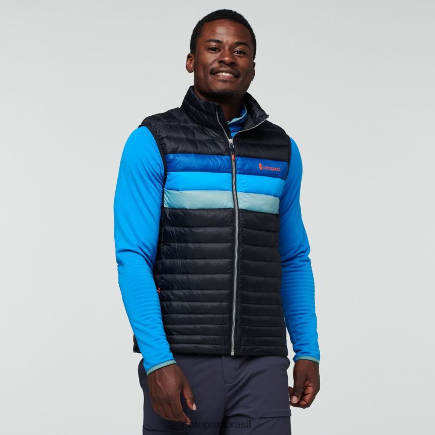 Cotopaxi homens colete de penas de fogo PFLZ125 roupas listras pretas/pacífico