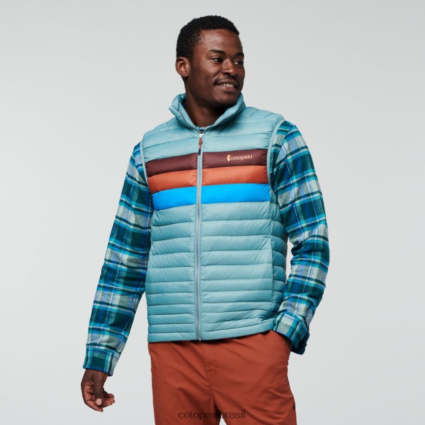 Cotopaxi homens colete de penas de fogo PFLZ128 roupas listras de grama azul