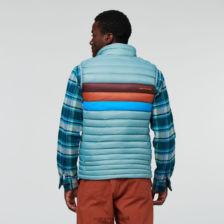 Cotopaxi homens colete de penas de fogo PFLZ128 roupas listras de grama azul