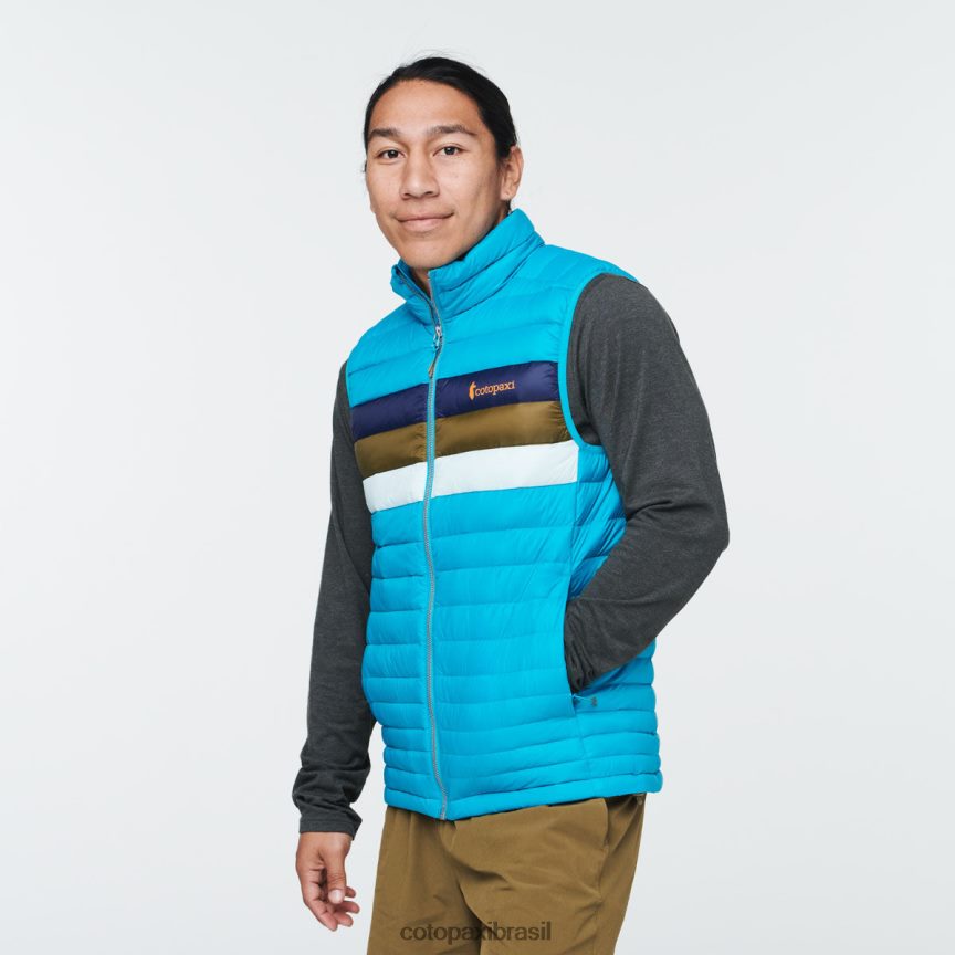 Cotopaxi homens colete de penas de fogo PFLZ132 roupas listras azuis minerais