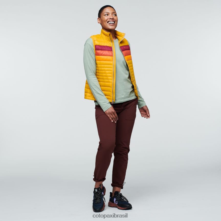 Cotopaxi mulheres colete de penas de fogo PFLZ43 roupas listras âmbar