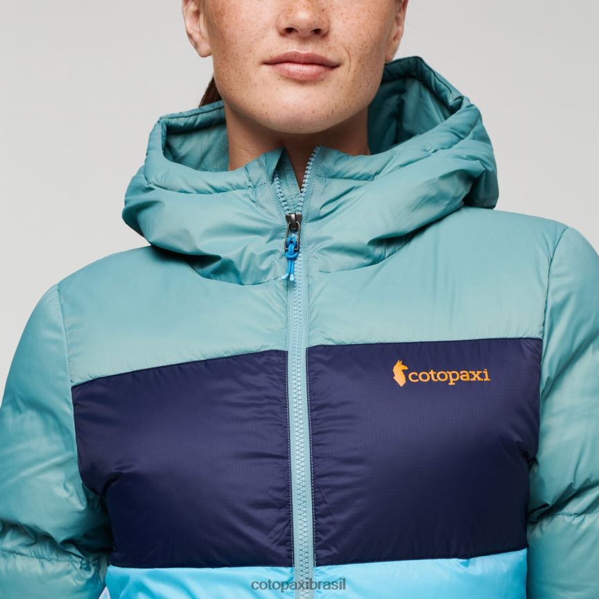 Cotopaxi mulheres jaqueta com capuz solazo PFLZ1 roupas grama azul/céu azul