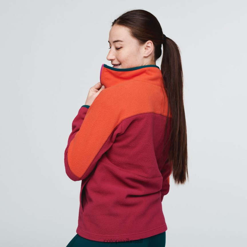 Cotopaxi mulheres jaqueta de lã com meio zíper abrazo PFLZ33 roupas canyon/framboesa