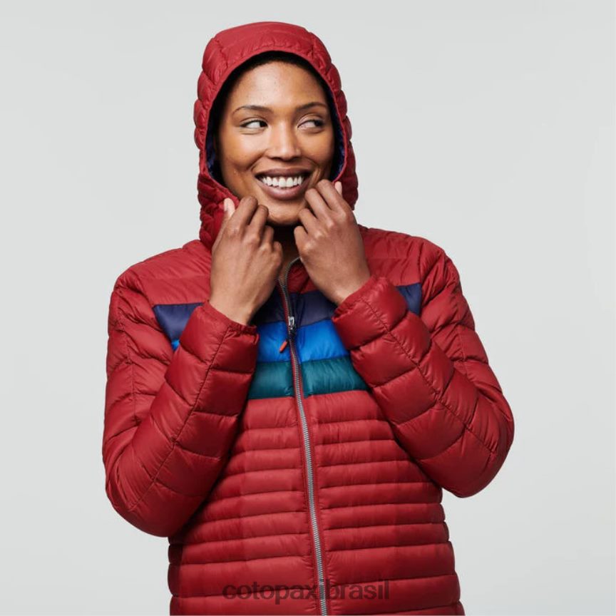 Cotopaxi mulheres jaqueta fuego com capuz PFLZ31 roupas listras de groselha