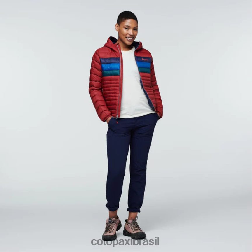 Cotopaxi mulheres jaqueta fuego com capuz PFLZ31 roupas listras de groselha