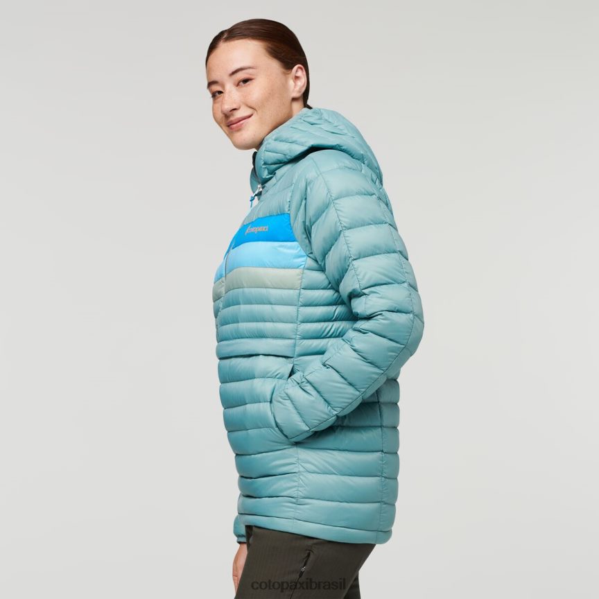 Cotopaxi mulheres pulôver fuego com capuz PFLZ4 roupas listras de grama azul