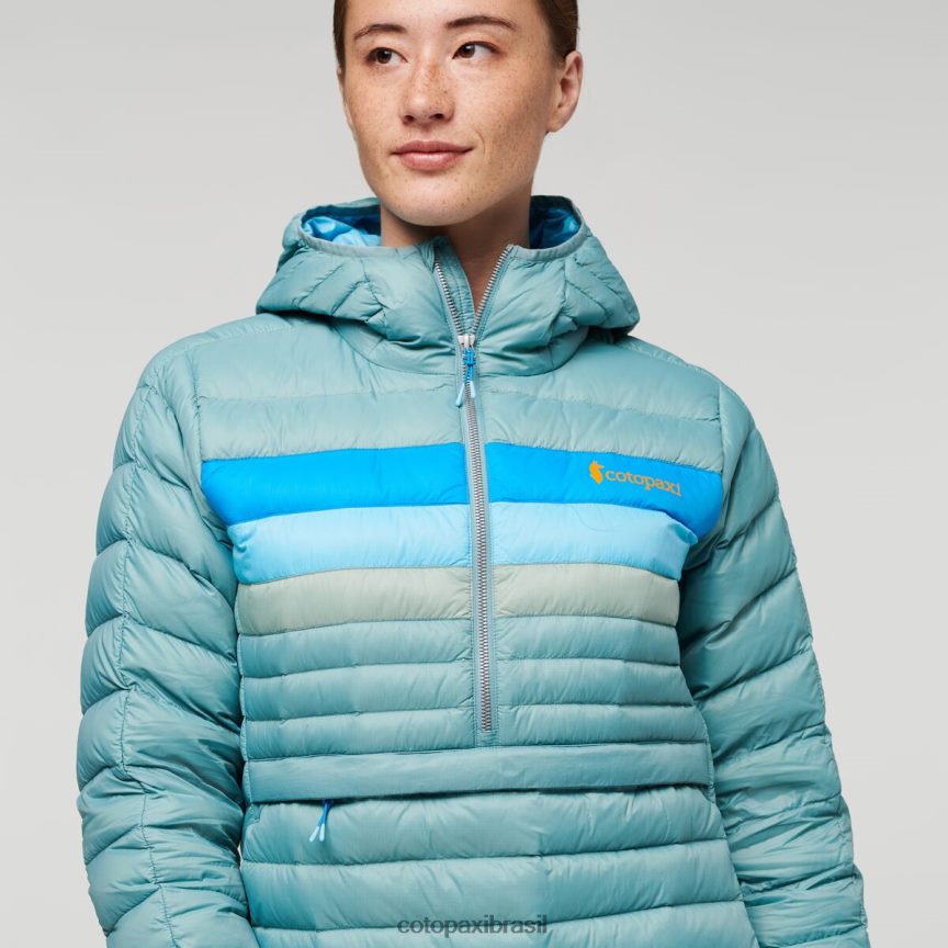 Cotopaxi mulheres pulôver fuego com capuz PFLZ4 roupas listras de grama azul