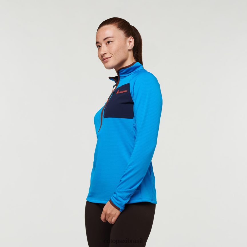 Cotopaxi mulheres pulôver de lã com meio zíper otero PFLZ23 roupas água salgada/castanha