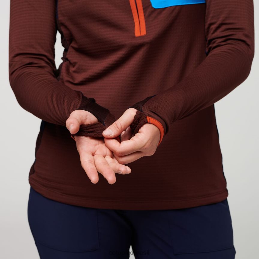 Cotopaxi mulheres pulôver de lã com meio zíper otero PFLZ24 roupas castanha/marítima