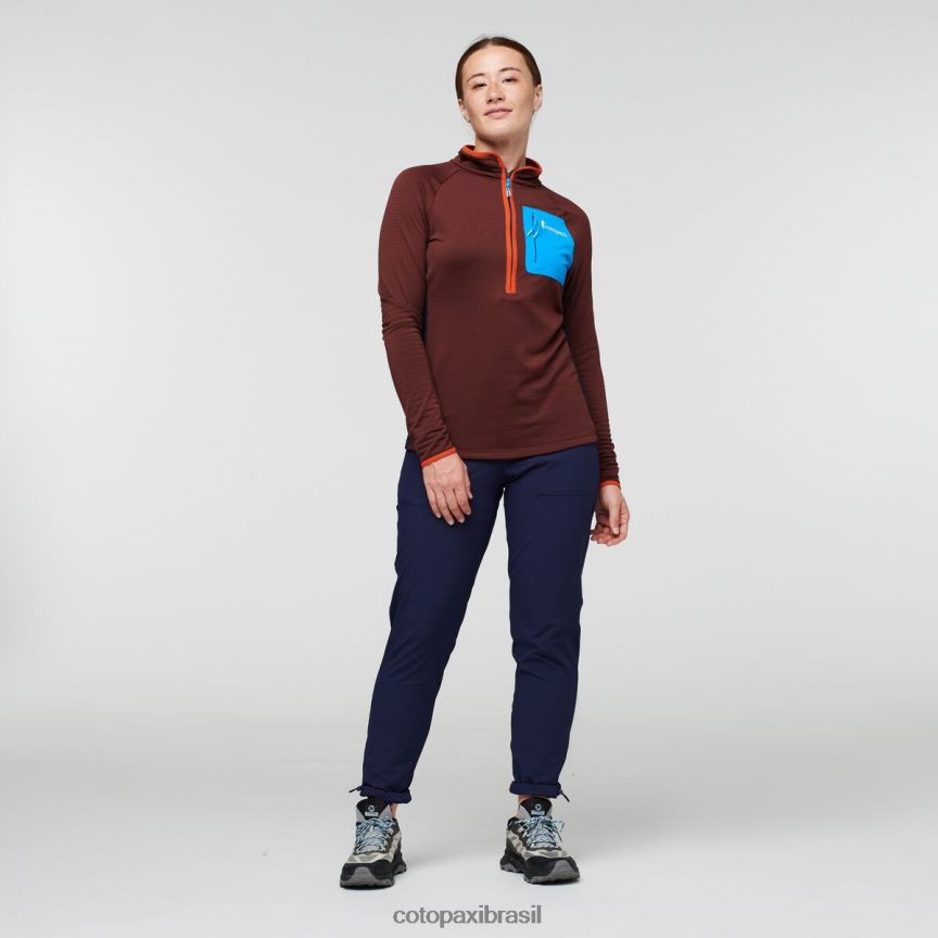 Cotopaxi mulheres pulôver de lã com meio zíper otero PFLZ24 roupas castanha/marítima