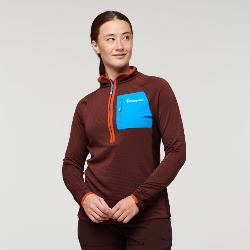 Cotopaxi mulheres pulôver de lã com meio zíper otero PFLZ24 roupas castanha/marítima